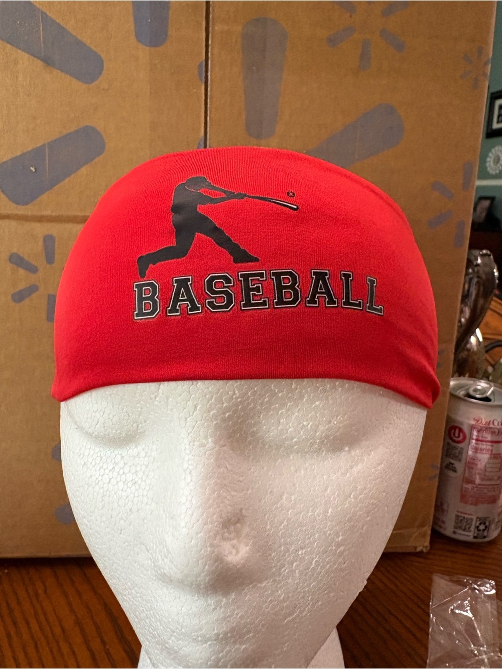 Red Baseball headband with Batter Graphic